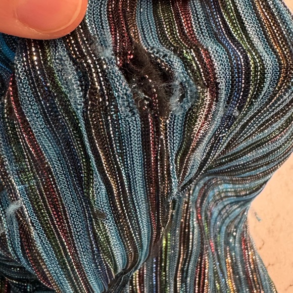 AQUA BLOOMINGDALE'S Blue Metallic Striped Tiered Dress Size XL NWT (FLAWED) - Picture 9 of 15